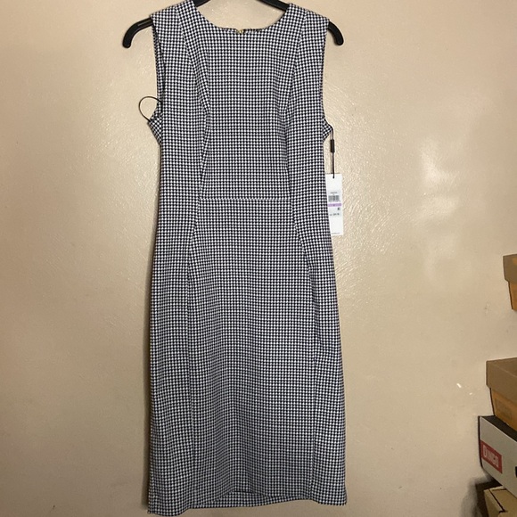 Calvin Klein Black and White houndstooth Sleeveless Sheath Dress - Picture 2 of 16